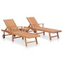 Sonnenliegen 2 Stk. mit Tisch aus massivem Teakholz von vidaXL, Liegen - Ref: Foro24-3051437, Preis: 565,12 €, Rabatt: %