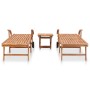 Tumbonas 2 uds con mesa madera maciza de teca de vidaXL, Tumbonas - Ref: Foro24-3051437, Precio: 565,12 €, Descuento: %