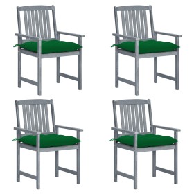 Garden chairs with cushions 4 pcs solid gray acacia wood by vidaXL, Garden chairs - Ref: Foro24-3061262, Price: 259,99 €, Dis...