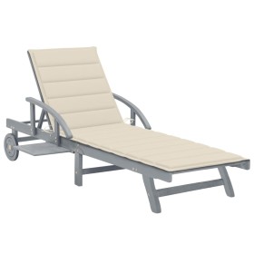 Garden sun lounger with solid acacia wood cushion. by vidaXL, Loungers - Ref: Foro24-3061331, Price: 190,99 €, Discount: %