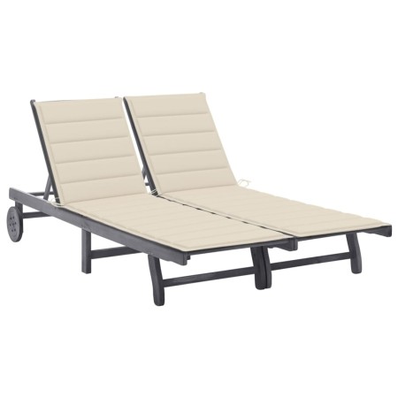 Garden lounger for 2 people and solid acacia wood cushions by vidaXL, Loungers - Ref: Foro24-3061391, Price: 367,62 €, Discou...