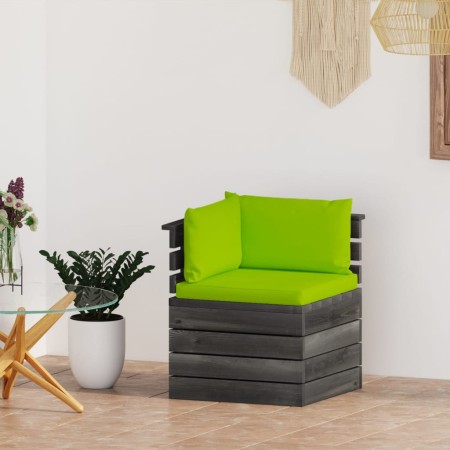 Ecksofa aus Gartenpaletten mit Kissen aus Kiefernholz von vidaXL, Modulare Sofas für den Außenbereich - Ref: Foro24-3061658, ...