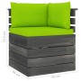 Ecksofa aus Gartenpaletten mit Kissen aus Kiefernholz von vidaXL, Modulare Sofas für den Außenbereich - Ref: Foro24-3061658, ...