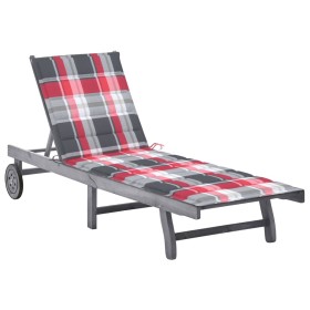 Garden lounger with solid gray acacia wood cushion by vidaXL, Loungers - Ref: Foro24-3061372, Price: 192,99 €, Discount: %