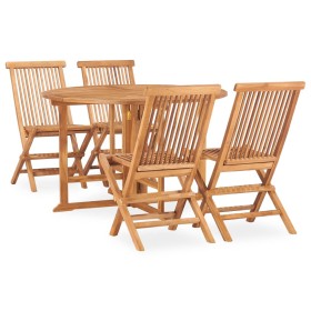 Folding garden dining set 5 pieces solid teak wood by vidaXL, Garden sets - Ref: Foro24-3059983, Price: 472,84 €, Discount: %