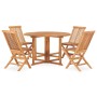 Folding garden dining set 5 pieces solid teak wood by vidaXL, Garden sets - Ref: Foro24-3059983, Price: 472,99 €, Discount: %