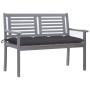 2-seater garden bench in gray eucalyptus wood and 120 cm cushion by vidaXL, garden benches - Ref: Foro24-3061038, Price: 183,...