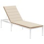 Lounger with solid acacia wood and stainless steel cushion by vidaXL, Loungers - Ref: Foro24-3061460, Price: 236,92 €, Discou...