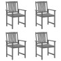 Garden chairs with cushions 4 pcs solid gray acacia wood by vidaXL, Garden chairs - Ref: Foro24-3061224, Price: 263,13 €, Dis...