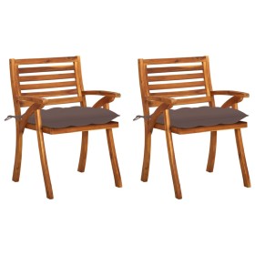 Garden dining chairs with cushions 2 pcs solid acacia wood by vidaXL, Garden chairs - Ref: Foro24-3060849, Price: 194,99 €, D...