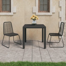 Black PVC rattan 3-piece garden dining set by vidaXL, Garden sets - Ref: Foro24-3060118, Price: 255,54 €, Discount: %