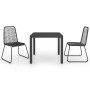 Black PVC rattan 3-piece garden dining set by vidaXL, Garden sets - Ref: Foro24-3060118, Price: 247,99 €, Discount: %