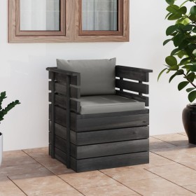 Garden armchair with pine wood cushions by vidaXL, Modular outdoor sofas - Ref: Foro24-3061720, Price: 103,00 €, Discount: %