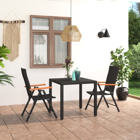 Juego de comedor para jardín 3 piezas negro y marrón de vidaXL, Conjuntos de jardín - Ref: Foro24-3060082, Precio: 289,52 €, ...