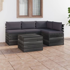 Garden pallet furniture 5 pieces cushions solid pine wood by vidaXL, Garden sets - Ref: Foro24-3061827, Price: 458,99 €, Disc...