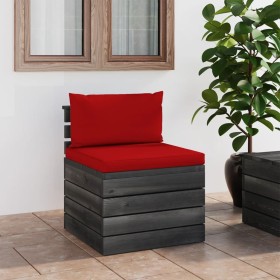 Central sofa made of garden pallets with pine wood cushions by vidaXL, Modular outdoor sofas - Ref: Foro24-3061689, Price: 86...