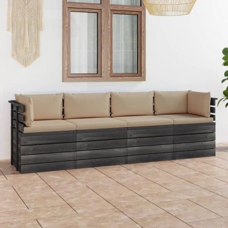 Garden pallet sofa for 4 people with solid pine wood cushions by vidaXL, Garden sets - Ref: Foro24-3061746, Price: 419,80 €, ...