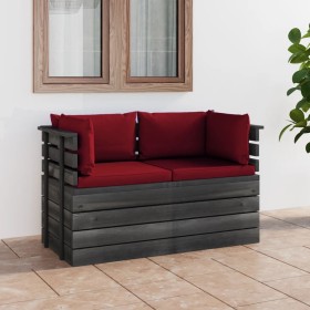 2-Sitzer-Gartensofa aus Paletten und Kissen aus massivem Kiefernholz von vidaXL, Gartensets - Ref: Foro24-3061740, Preis: 207...