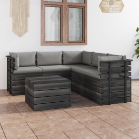 Garden pallet furniture 6 pieces cushions solid pine wood by vidaXL, Garden sets - Ref: Foro24-3061900, Price: 580,99 €, Disc...