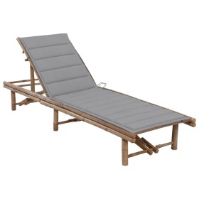 Garden lounger with bamboo cushion by vidaXL, Loungers - Ref: Foro24-3061633, Price: 196,44 €, Discount: %