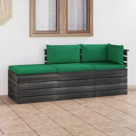 Pallet garden furniture 3 pieces with solid pine wood cushions by vidaXL, Garden sets - Ref: Foro24-3061772, Price: 228,99 €,...