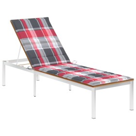 Lounger with solid acacia wood and stainless steel cushion by vidaXL, Loungers - Ref: Foro24-3061471, Price: 238,58 €, Discou...