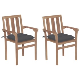 Garden chairs 2 units teak wood with anthracite gray cushions by vidaXL, Garden chairs - Ref: Foro24-3062223, Price: 229,99 €...