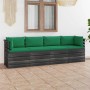 4-Sitzer-Gartensofa aus Paletten und Kissen aus massivem Kiefernholz von vidaXL, Gartensets - Ref: Foro24-3061748, Preis: 410...