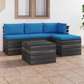 Pallet garden furniture 5 pieces with pine wood cushions by vidaXL, Garden sets - Ref: Foro24-3061795, Price: 364,56 €, Disco...