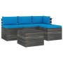 Pallet garden furniture 5 pieces with pine wood cushions by vidaXL, Garden sets - Ref: Foro24-3061795, Price: 364,99 €, Disco...