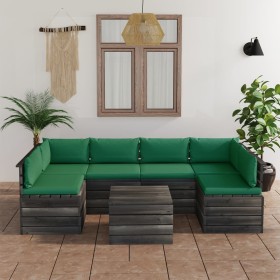 Pallet furniture for garden 7 pcs solid pine wood cushions by vidaXL, Garden sets - Ref: Foro24-3061988, Price: 644,99 €, Dis...