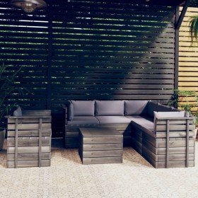 Garden furniture made of 7-piece pallets with solid pine wood cushions. by vidaXL, Garden sets - Ref: Foro24-3061911, Price: ...