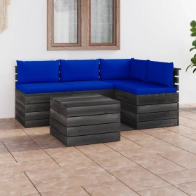 Garden furniture made of 5-piece pallets with solid pine wood cushions by vidaXL, Garden sets - Ref: Foro24-3061837, Price: 3...