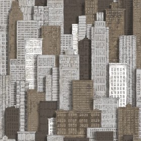 Urban Friends & Coffee White and gold buildings wallpaper by Noordwand, Painted paper - Ref: Foro24-425291, Price: 28,99 €, D...