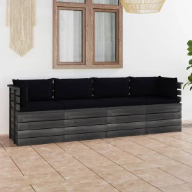 Garden pallet sofa for 4 people with solid pine wood cushions by vidaXL, Garden sets - Ref: Foro24-3061750, Price: 397,33 €, ...