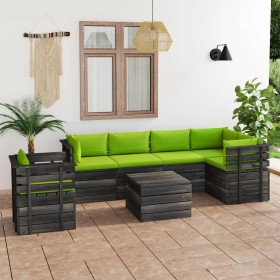 Pallet furniture for garden, 7 pieces with solid pine wood cushions. by vidaXL, Garden sets - Ref: Foro24-3061970, Price: 623...