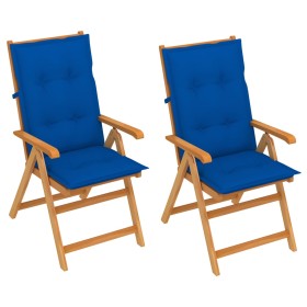 Garden chairs 2 pcs solid teak wood and royal blue cushions by vidaXL, Garden chairs - Ref: Foro24-3062401, Price: 221,99 €, ...