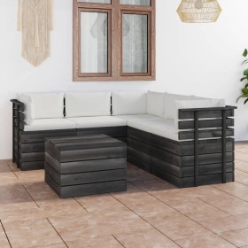 Garden pallet furniture 6 pieces cushions solid pine wood by vidaXL, Garden sets - Ref: Foro24-3061901, Price: 591,97 €, Disc...