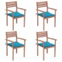 Garden chairs 4 pcs solid teak wood with blue cushions by vidaXL, Garden chairs - Ref: Foro24-3062293, Price: 320,20 €, Disco...