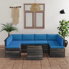 Pallet furniture for garden, 7 pieces with solid pine wood cushions. by vidaXL, Garden sets - Ref: Foro24-3061987, Price: 699...