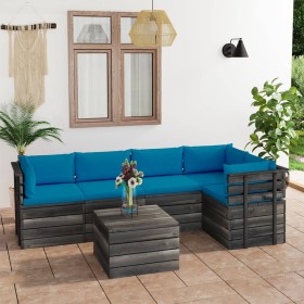 Pallet furniture for garden, 6 pieces with solid pine wood cushions. by vidaXL, Garden sets - Ref: Foro24-3061951, Price: 565...