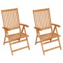 Garden chairs 2 pcs solid teak wood with blue cushions by vidaXL, Garden chairs - Ref: Foro24-3062395, Price: 221,48 €, Disco...