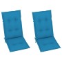 Garden chairs 2 pcs solid teak wood with blue cushions by vidaXL, Garden chairs - Ref: Foro24-3062395, Price: 221,48 €, Disco...