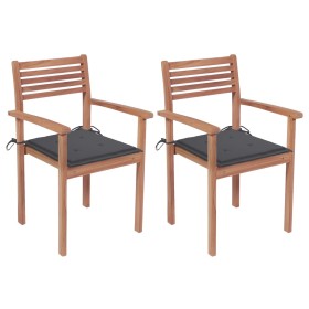 Garden chairs 2 pcs anthracite gray teak wood cushions by vidaXL, Garden chairs - Ref: Foro24-3062262, Price: 180,58 €, Disco...