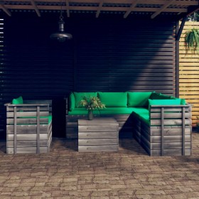 Garden pallet furniture 7 pieces cushions solid pine wood by vidaXL, Garden sets - Ref: Foro24-3061916, Price: 623,99 €, Disc...