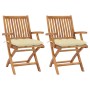 Garden chairs 2 pcs teak wood with cream white cushions by vidaXL, Garden chairs - Ref: Foro24-3062423, Price: 251,41 €, Disc...