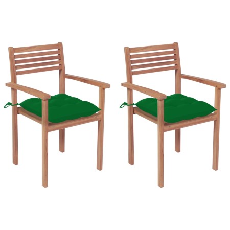 Garden chairs 2 units solid teak wood with green cushions by vidaXL, Garden chairs - Ref: Foro24-3062282, Price: 176,88 €, Di...