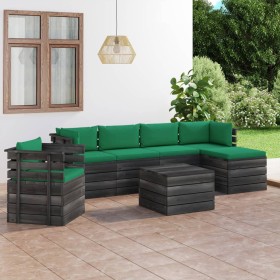 Garden pallet furniture 7 pieces cushions solid pine wood by vidaXL, Garden sets - Ref: Foro24-3061880, Price: 555,99 €, Disc...