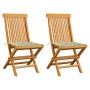 Garden chairs 2 pcs teak wood with leaf print cushions by vidaXL, Garden chairs - Ref: Foro24-3062472, Price: 118,16 €, Disco...