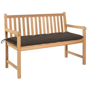 Solid teak wood garden bench with taupe gray cushion 120 cm by vidaXL, garden benches - Ref: Foro24-3062699, Price: 258,99 €,...